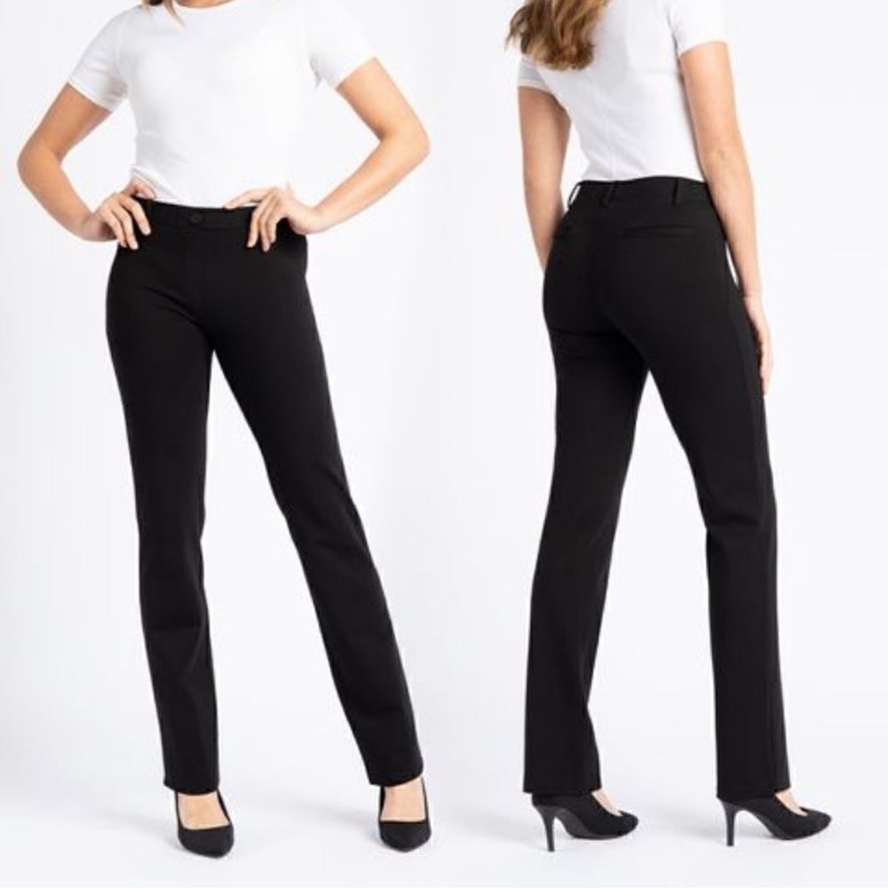 Betabrand Dress Pant Yoga Pants Straight Leg Classic Black Medium Petite